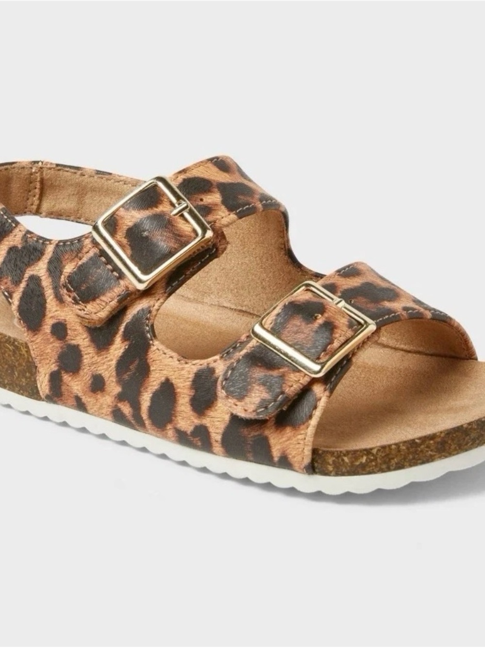 Cat & Jack Kids Leopard Print Buckle Sandal - Tan & Black